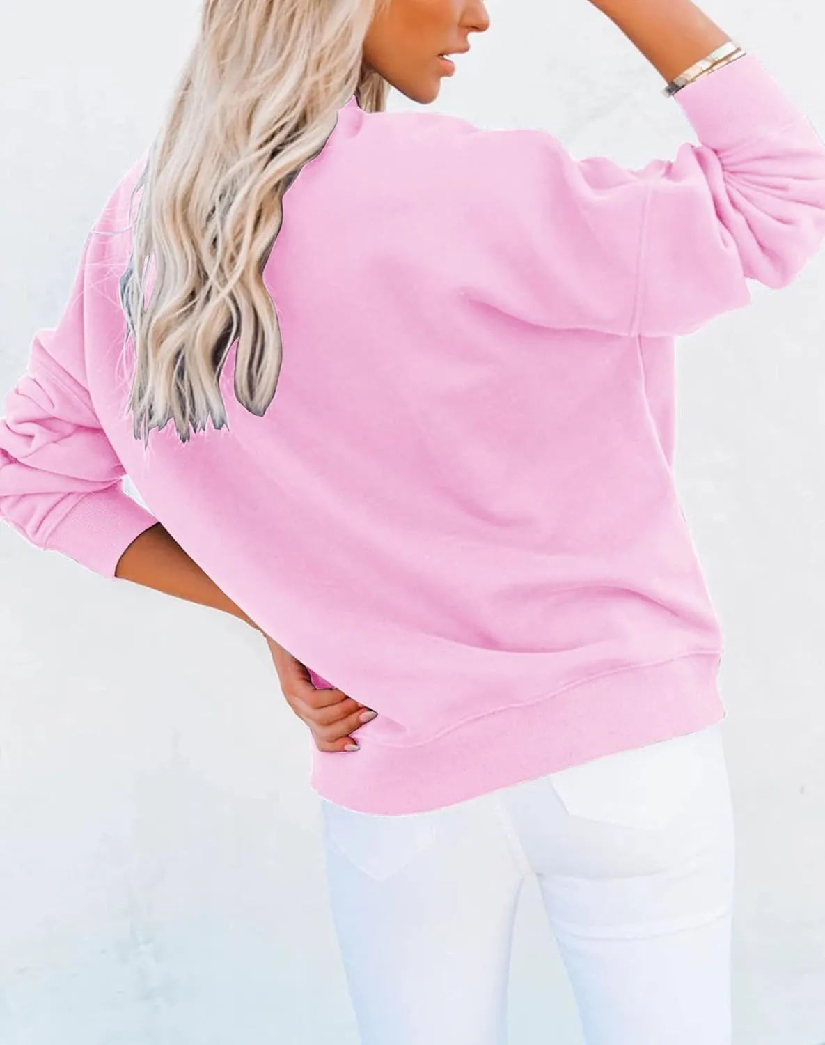 Minclouse Women's Casual Long sleeves Sweatshirt Tops Basic Loose Fit Mock Turtleneck Lightweight Tunic Pullover With Pocket