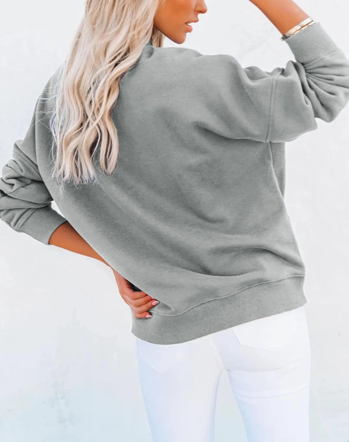 Minclouse Women's Casual Long sleeves Sweatshirt Tops Basic Loose Fit Mock Turtleneck Lightweight Tunic Pullover With Pocket