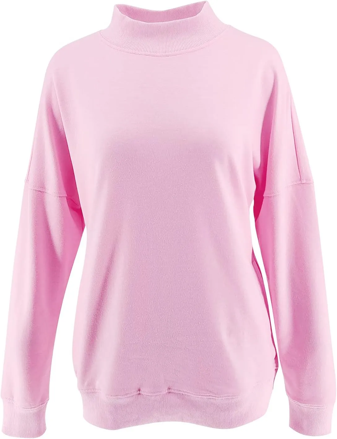 Minclouse Women's Casual Long sleeves Sweatshirt Tops Basic Loose Fit Mock Turtleneck Lightweight Tunic Pullover With Pocket