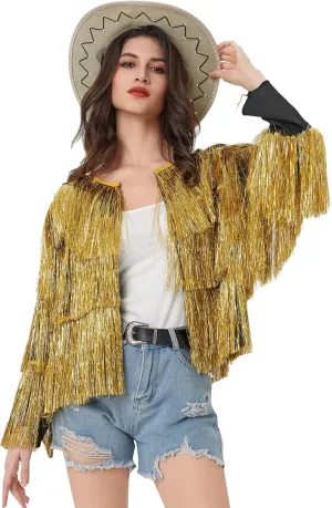 MISI CHAO Thin Tinsel Jacket with Loose Fit Extra Dense Multilayer Tinsel Coat for Festival Carnival