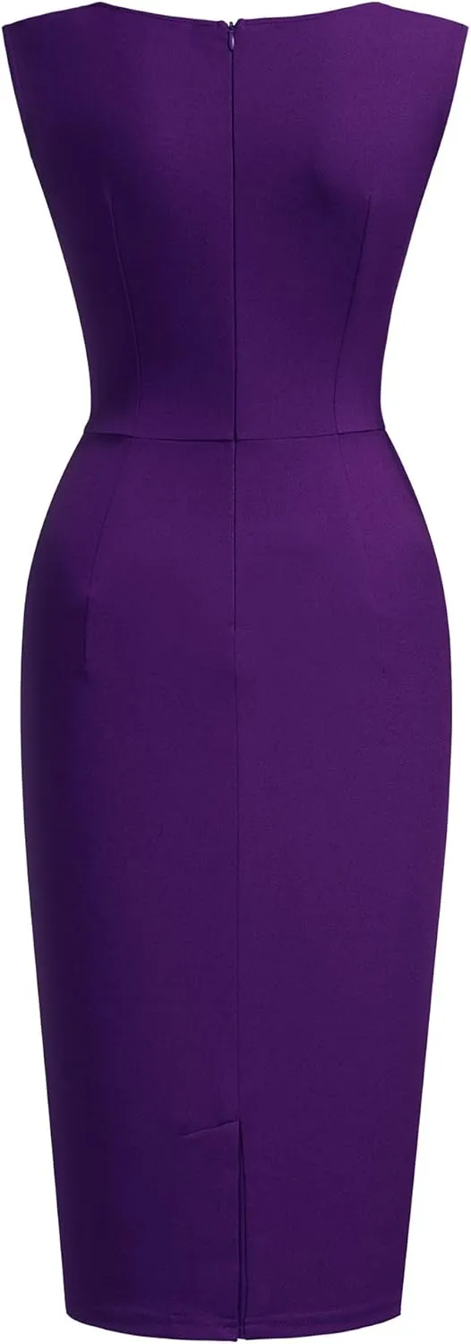 Miusol Women's Retro Ruffle Style Slim Work Pencil Dress