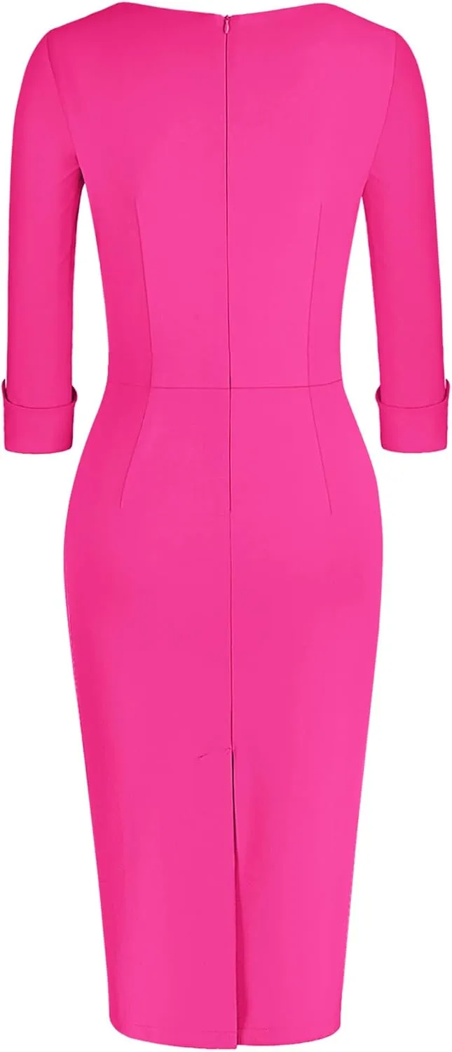 MUXXN Women's 60s Classy Sweetheart Neck Bandage Sheath Work Pencil Dress
