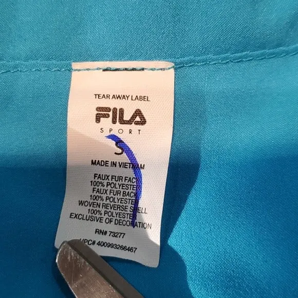 NWT FILA SPORT Reversible Fleece Vest Sky Blue & Black Size S