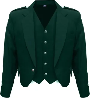 Octal - Scottish Argyll Kilt Jacket with Vest 15 Oz Finest Barathea Wool Fabric with 5 Button Vest Gauntlet Style Cuffs