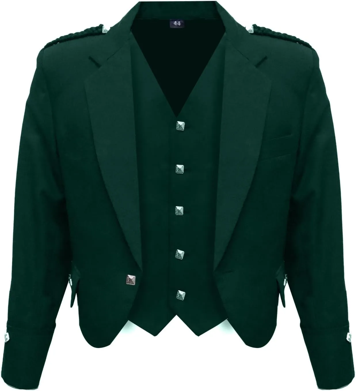Octal - Scottish Argyll Kilt Jacket with Vest 15 Oz Finest Barathea Wool Fabric with 5 Button Vest Gauntlet Style Cuffs