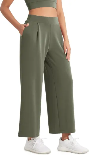 ODODOS Modal Soft Wide Leg Cropped Pants for Women High Waist Casual Relaxed Pants with Pockets-25 Inseam