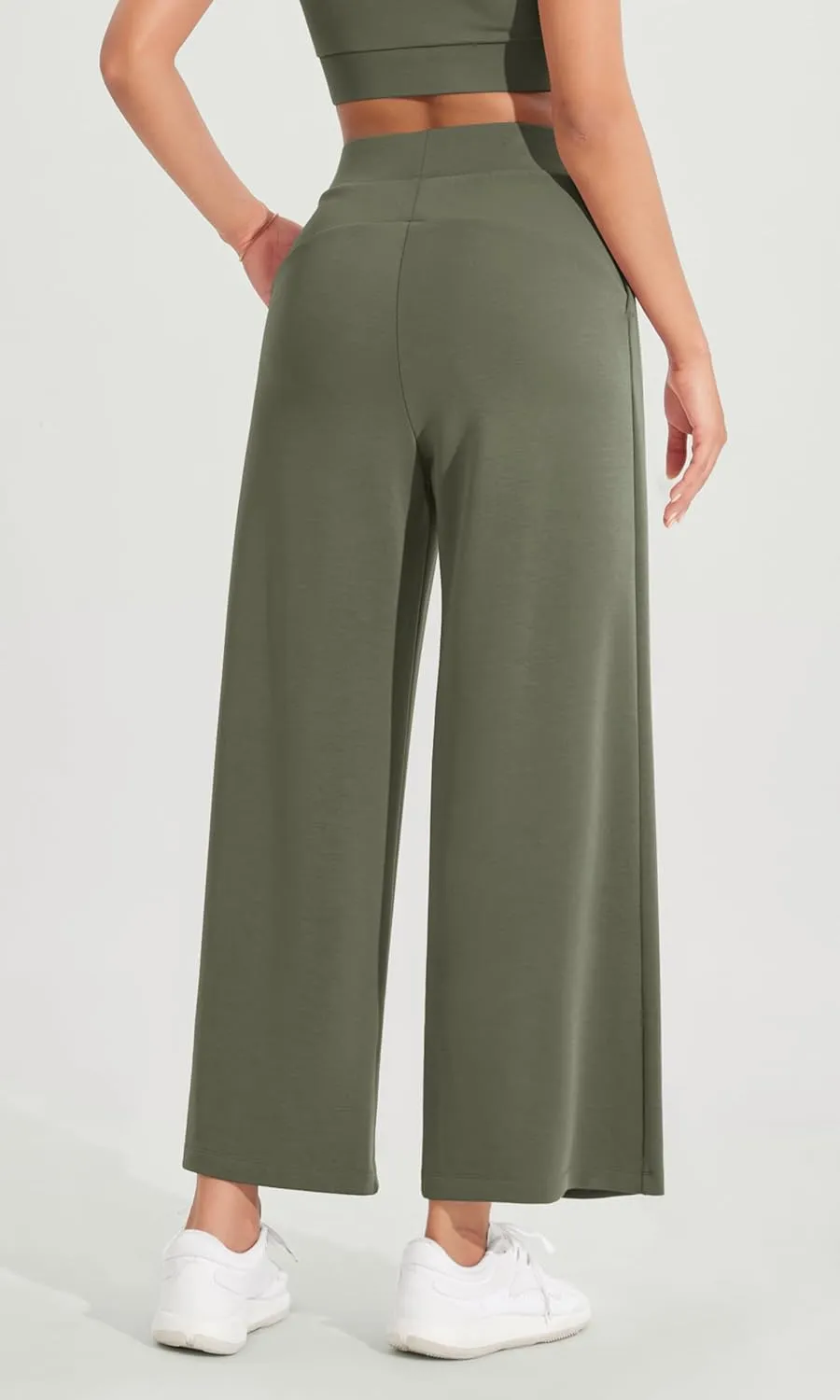 ODODOS Modal Soft Wide Leg Cropped Pants for Women High Waist Casual Relaxed Pants with Pockets-25 Inseam