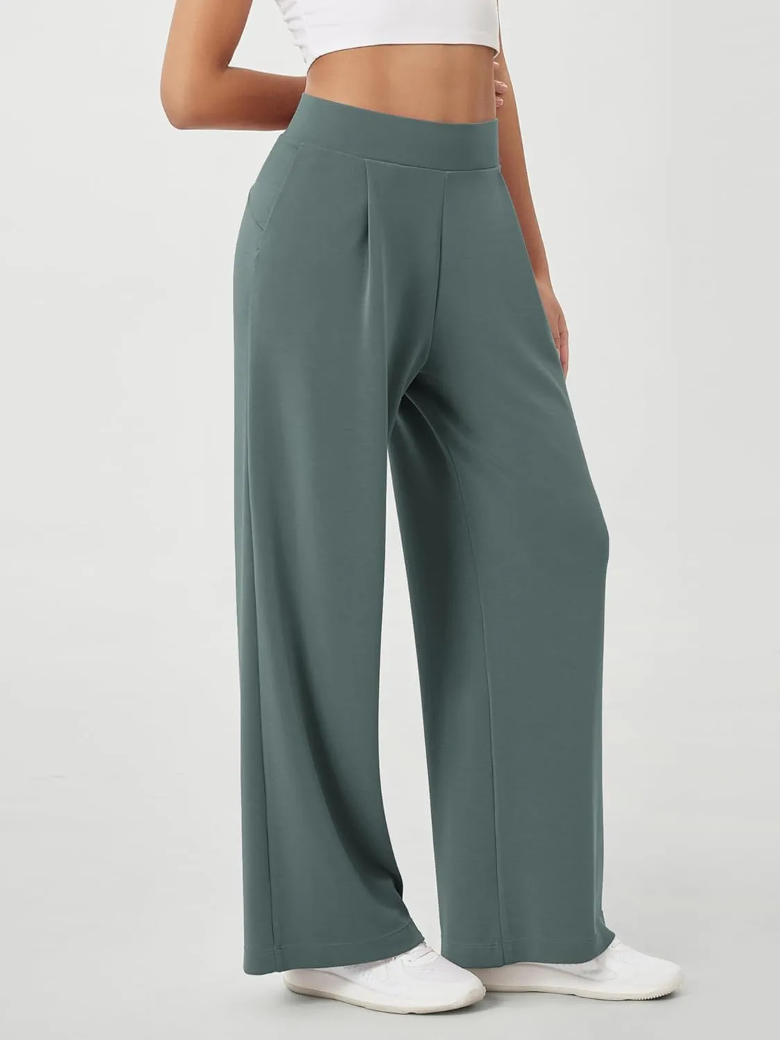 ODODOS Modal Soft Wide Leg Pants for Women High Waist Casual Relaxed Pants with Pockets-27/29"/ 31" Inseam