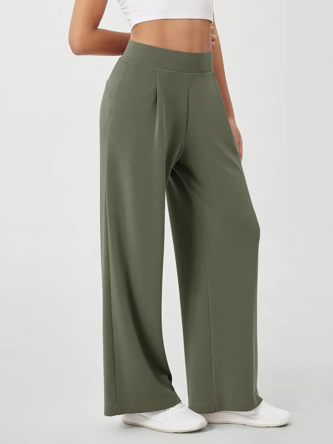 ODODOS Modal Soft Wide Leg Pants for Women High Waist Casual Relaxed Pants with Pockets-27/29"/ 31" Inseam