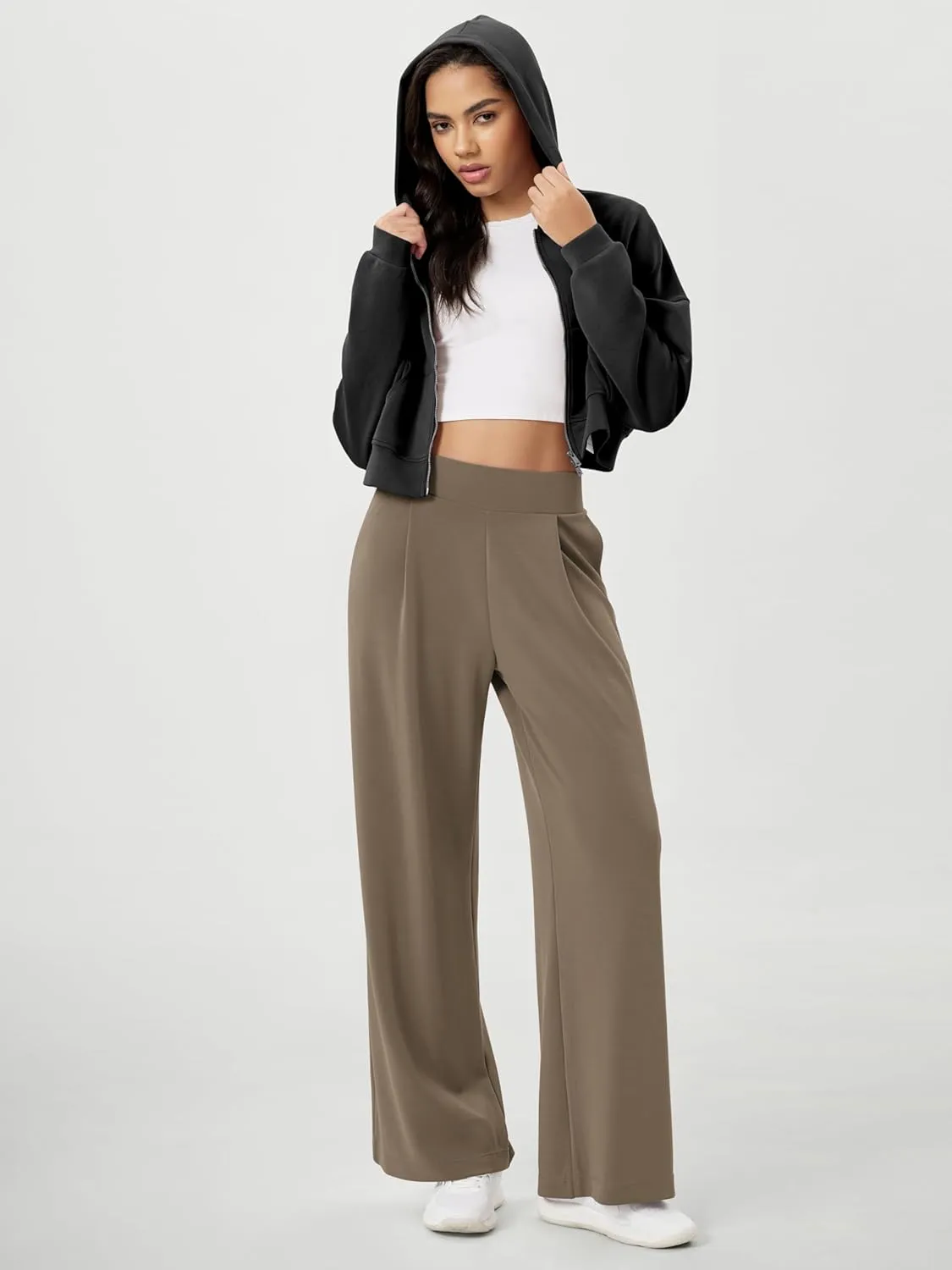 ODODOS Modal Soft Wide Leg Pants for Women High Waist Casual Relaxed Pants with Pockets-27/29"/ 31" Inseam