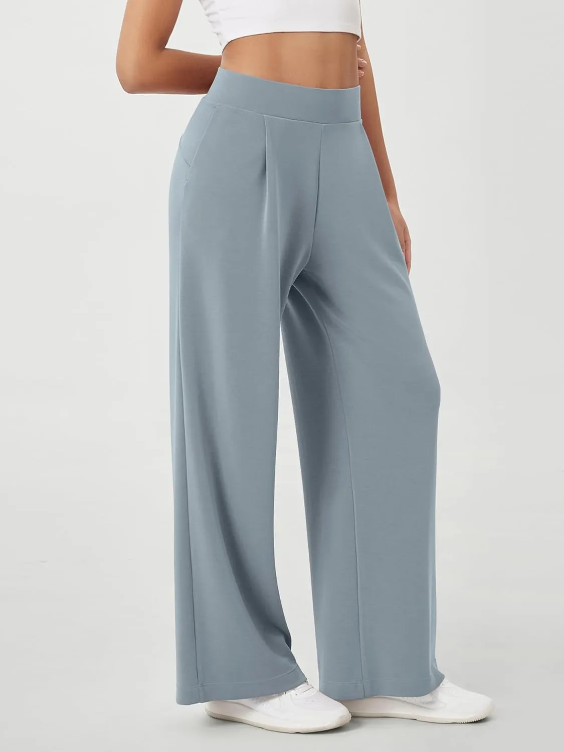 ODODOS Modal Soft Wide Leg Pants for Women High Waist Casual Relaxed Pants with Pockets-27/29"/ 31" Inseam