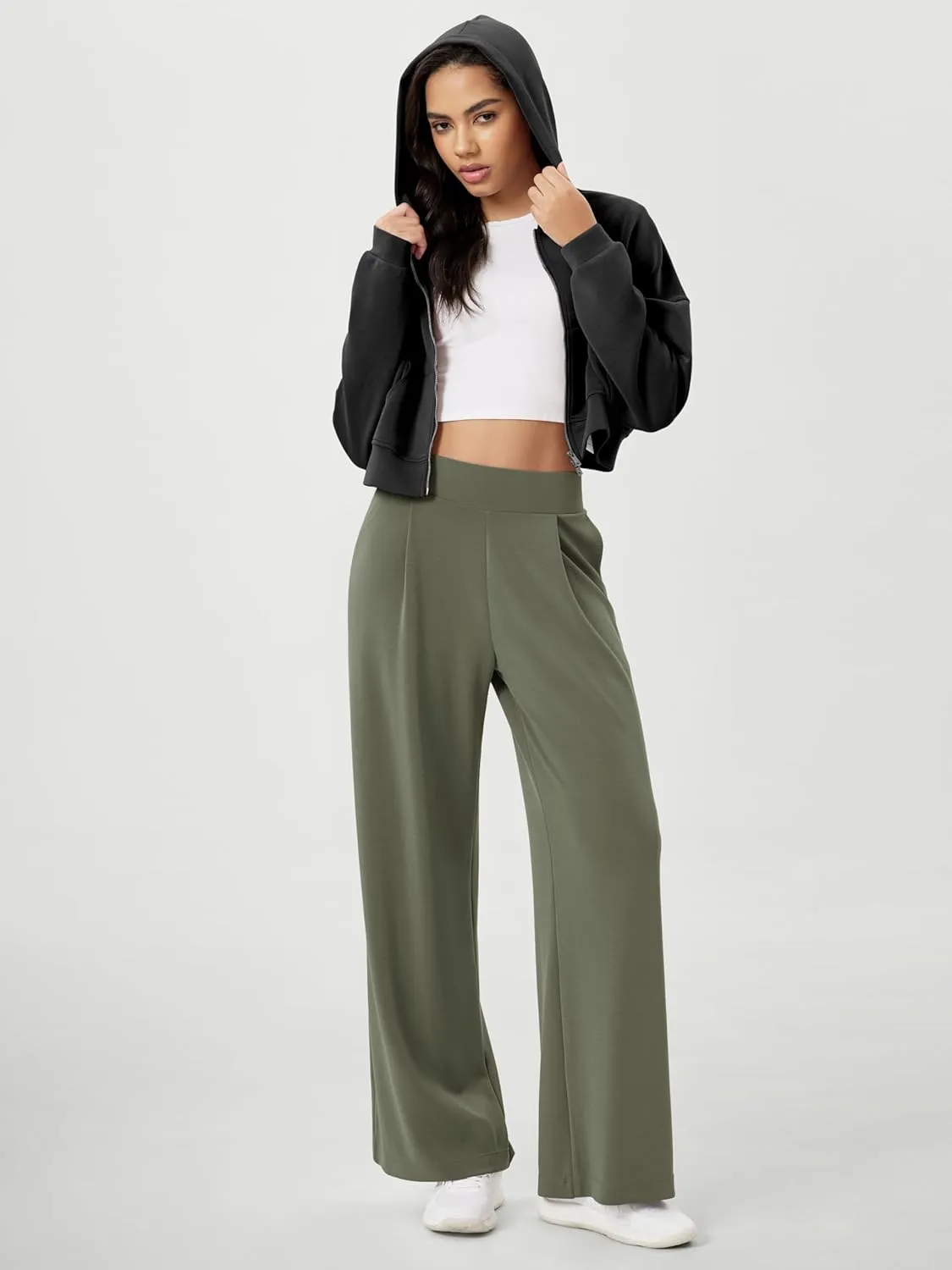 ODODOS Modal Soft Wide Leg Pants for Women High Waist Casual Relaxed Pants with Pockets-27/29"/ 31" Inseam