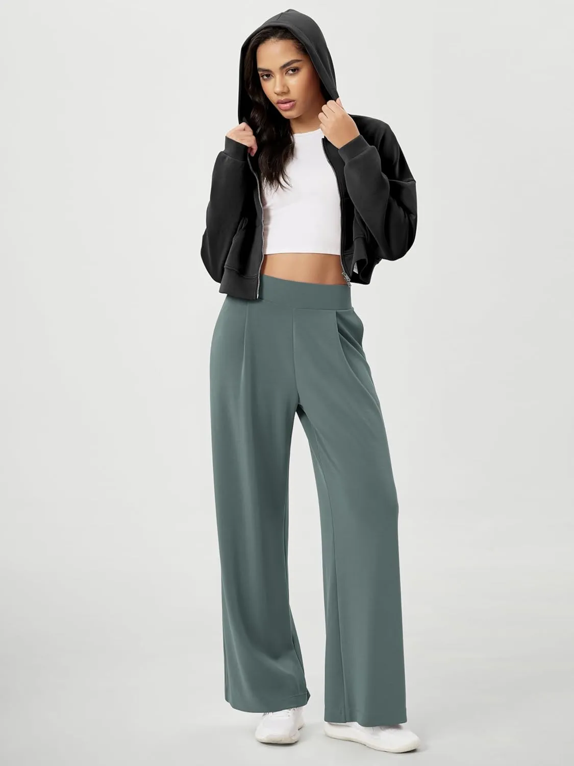 ODODOS Modal Soft Wide Leg Pants for Women High Waist Casual Relaxed Pants with Pockets-27/29"/ 31" Inseam