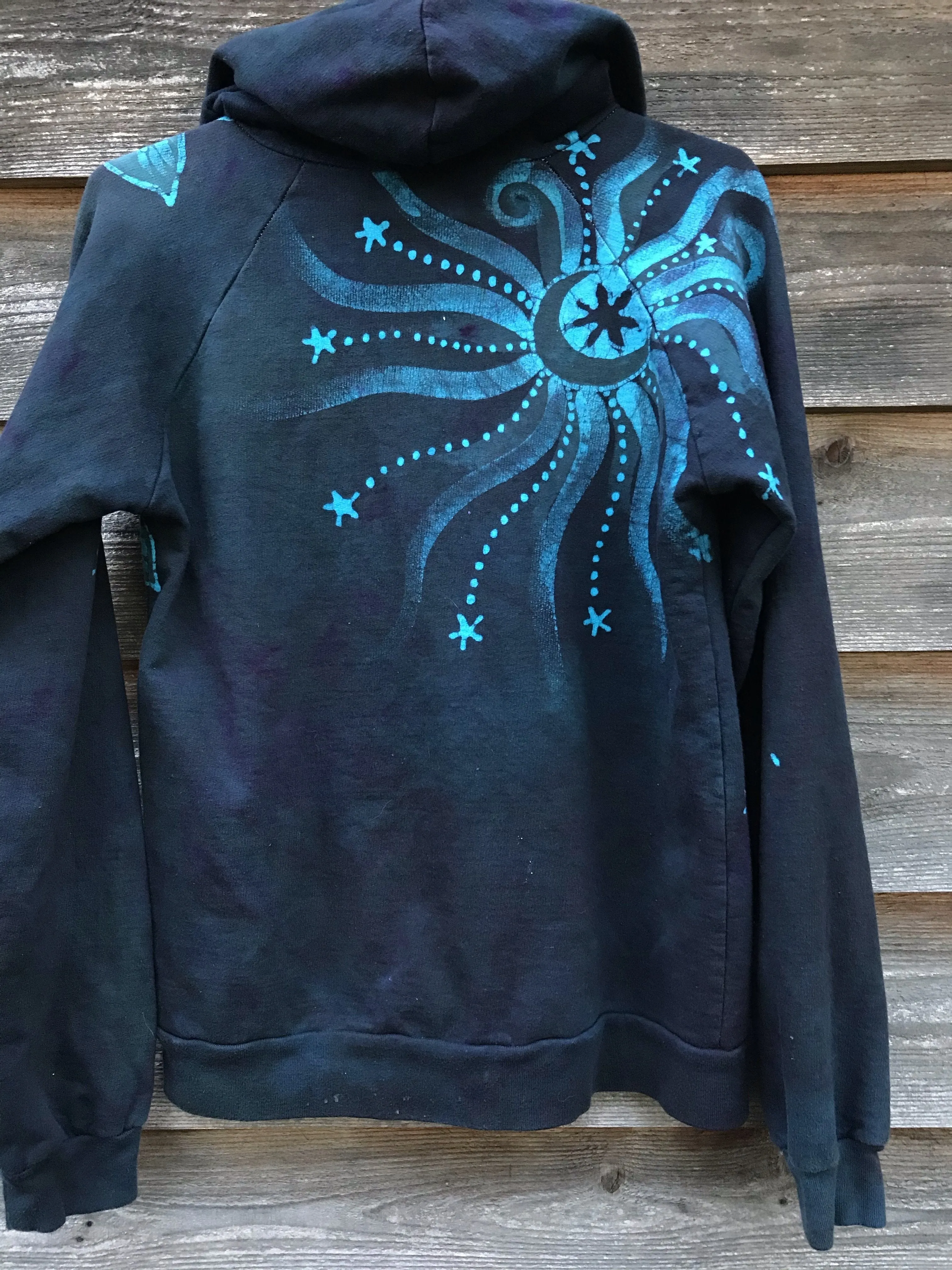 Owl Perched In Misty Forest Handmade Batik Hoodie - Organic Cotton