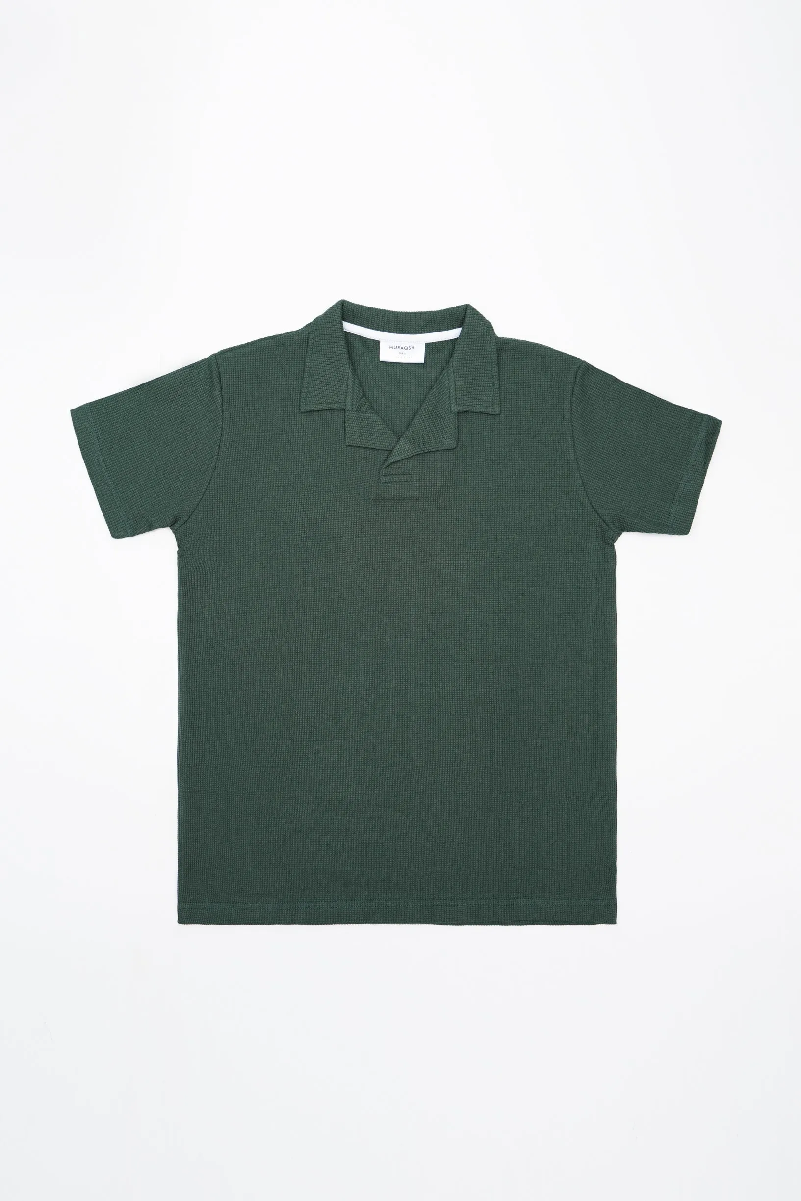 Pack of 3 Waffle Revere Polo Shirts - Sapphire Blue, Bottle Green & Heather Grey