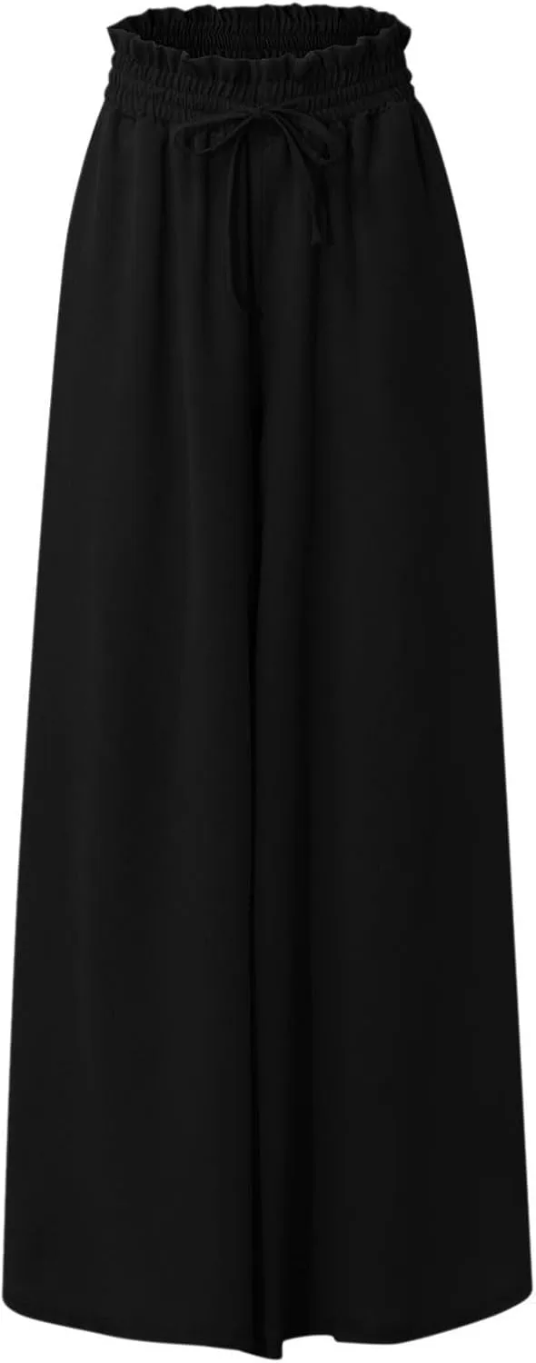 Palazzo Pants for Women High Waisted Flowy Wide Leg Pants Summer Trendy Casual Loose Boho Beach Trousers with Pockets