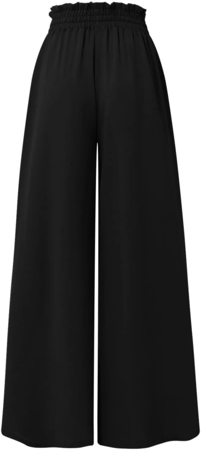 Palazzo Pants for Women High Waisted Flowy Wide Leg Pants Summer Trendy Casual Loose Boho Beach Trousers with Pockets