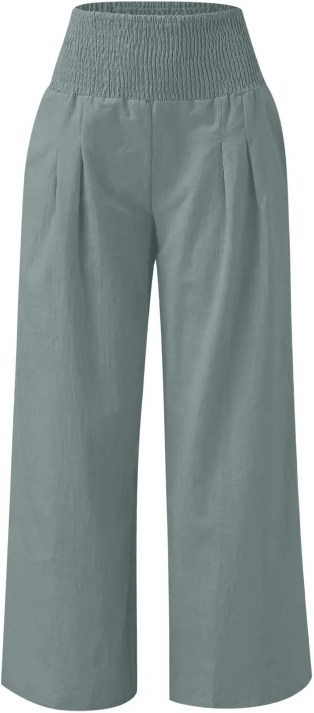 Plus Size Pants for Women, Long Pants for Women Dressy Casual,Extra Long Linen Pants Women Tall 34 Inseam
