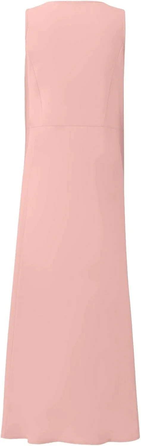 Plus Size Sun Dresses for Curvy Women Linen Dress Sleeveless Cotton Linen Sundress Pocket