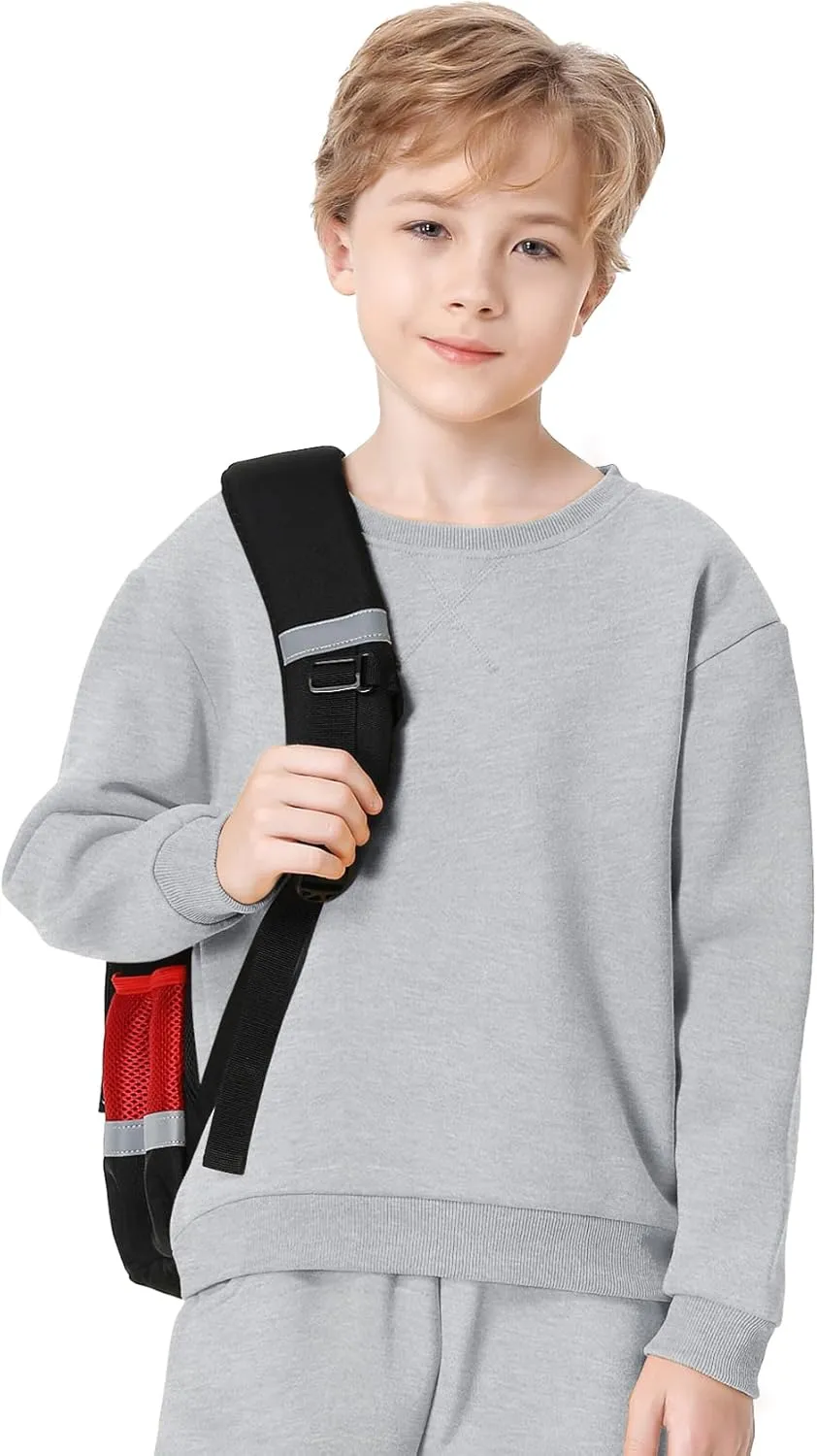 QBK Kids Fleece Casual Basic Crewneck Sweatshirt for Boys or Girls 3-14 Years