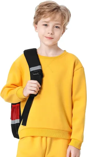 QBK Kids Fleece Casual Basic Crewneck Sweatshirt for Boys or Girls 3-14 Years