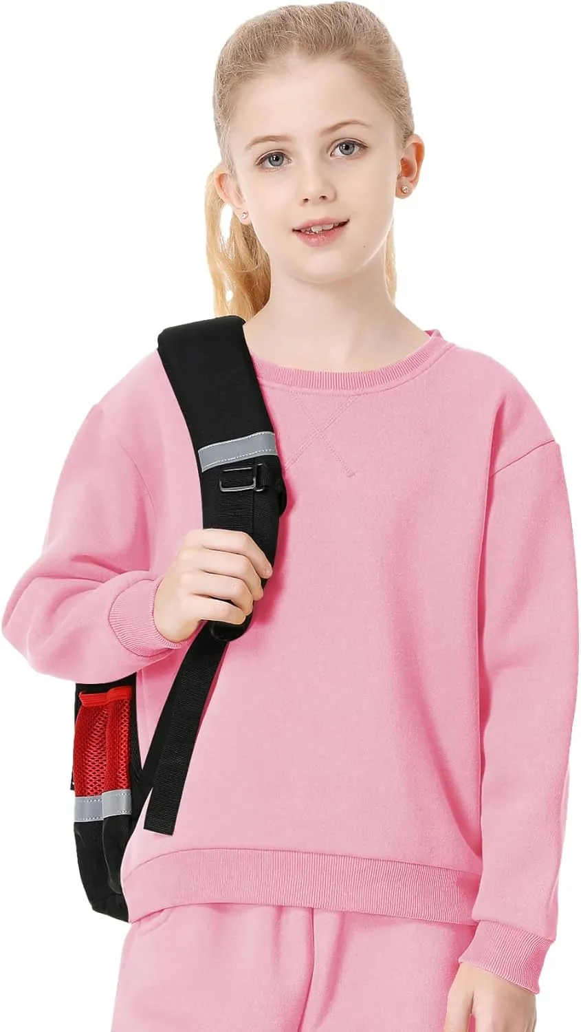 QBK Kids Fleece Casual Basic Crewneck Sweatshirt for Boys or Girls 3-14 Years