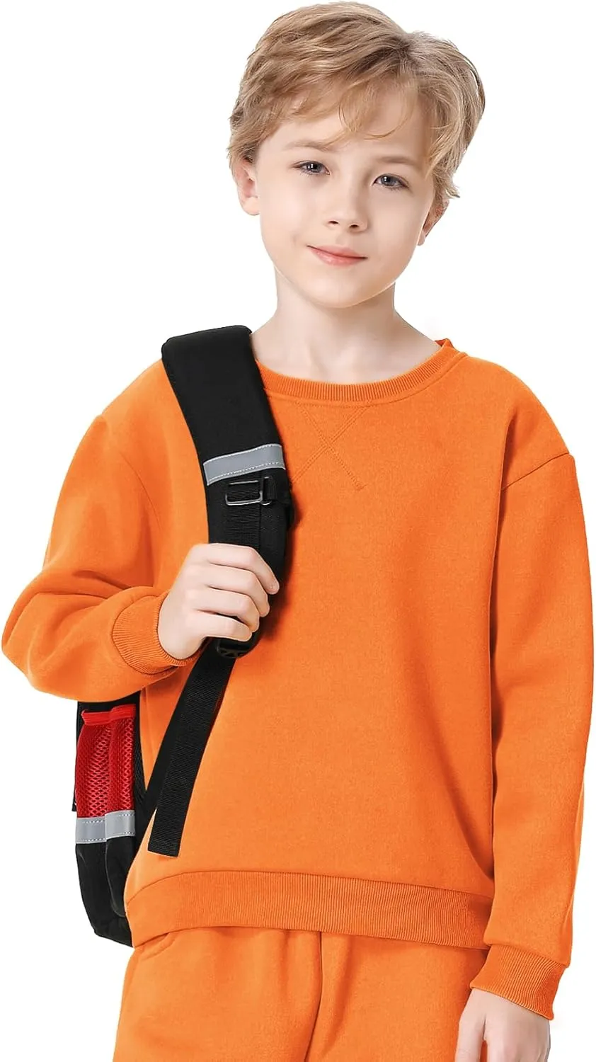 QBK Kids Fleece Casual Basic Crewneck Sweatshirt for Boys or Girls 3-14 Years