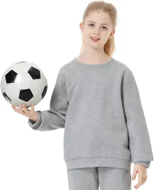 QBK Kids Fleece Casual Basic Crewneck Sweatshirt for Boys or Girls 3-14 Years