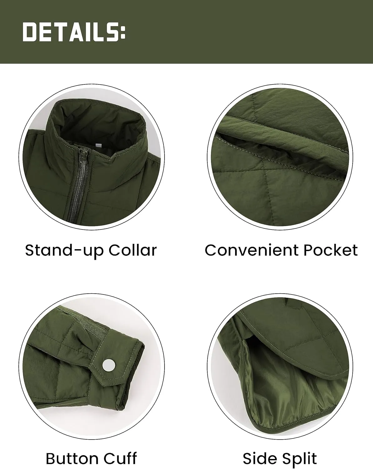 Quilted Puffer Jacket Women Lightweight Short Zip Up Padded Coat with Pockets