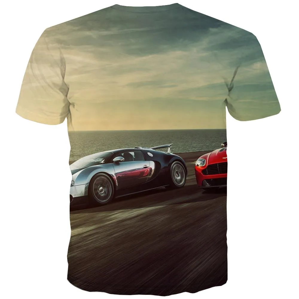 Racing Car T shirts Men Metal Tshirts Novelty City Tshirts Casual Gray T-shirts Graphic Retro T shirts Funny