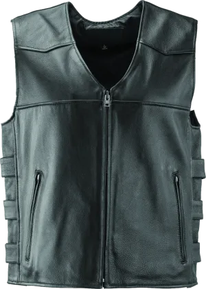 River Road Plains Leather Vest Black - 4XL