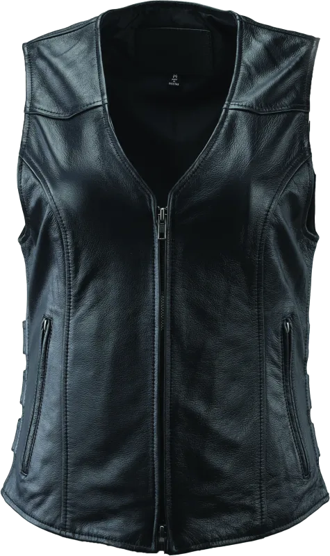 River Road Plains Leather Vest Black Womens - XL