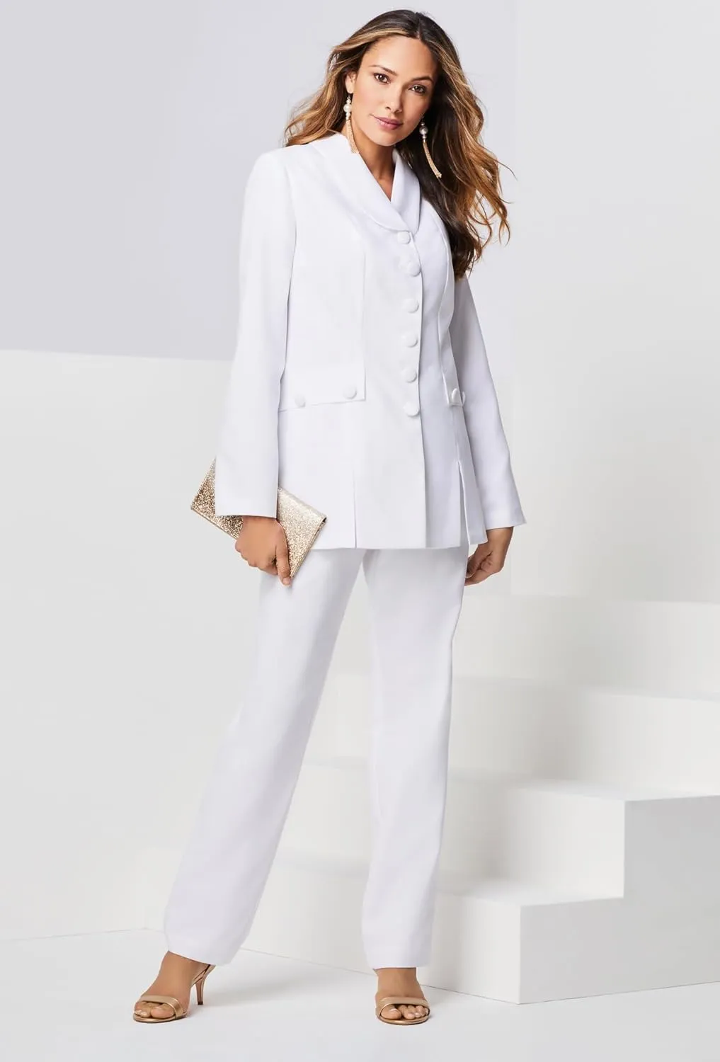 Roaman's Women's Plus Size Ten Button Pant Suit