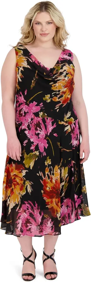 ROBBIE BEE Signature Womens Plus Drapey Long Maxi Dress