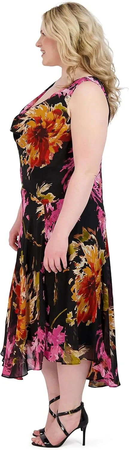 ROBBIE BEE Signature Womens Plus Drapey Long Maxi Dress