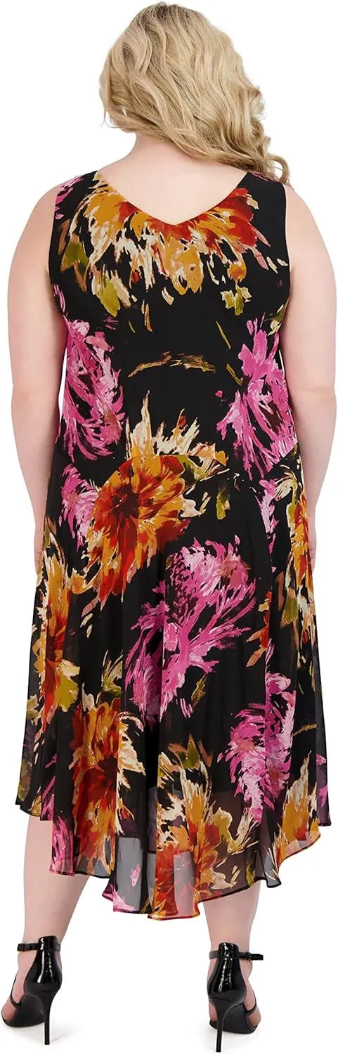 ROBBIE BEE Signature Womens Plus Drapey Long Maxi Dress