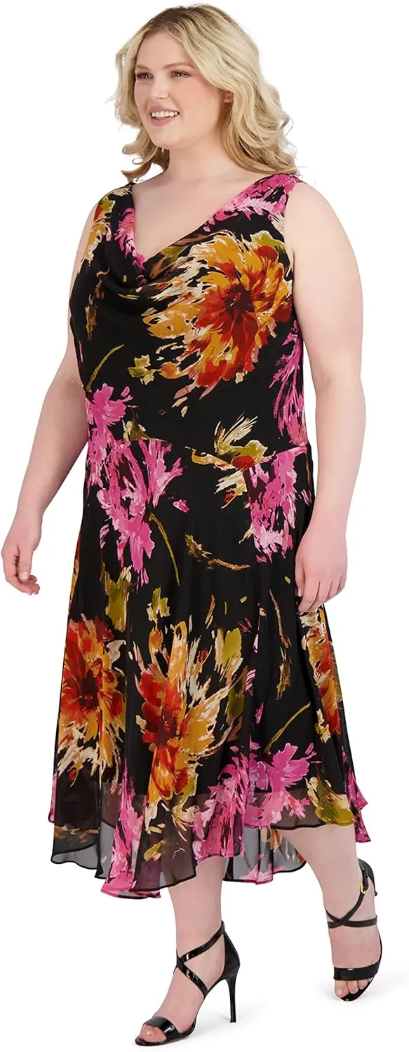 ROBBIE BEE Signature Womens Plus Drapey Long Maxi Dress