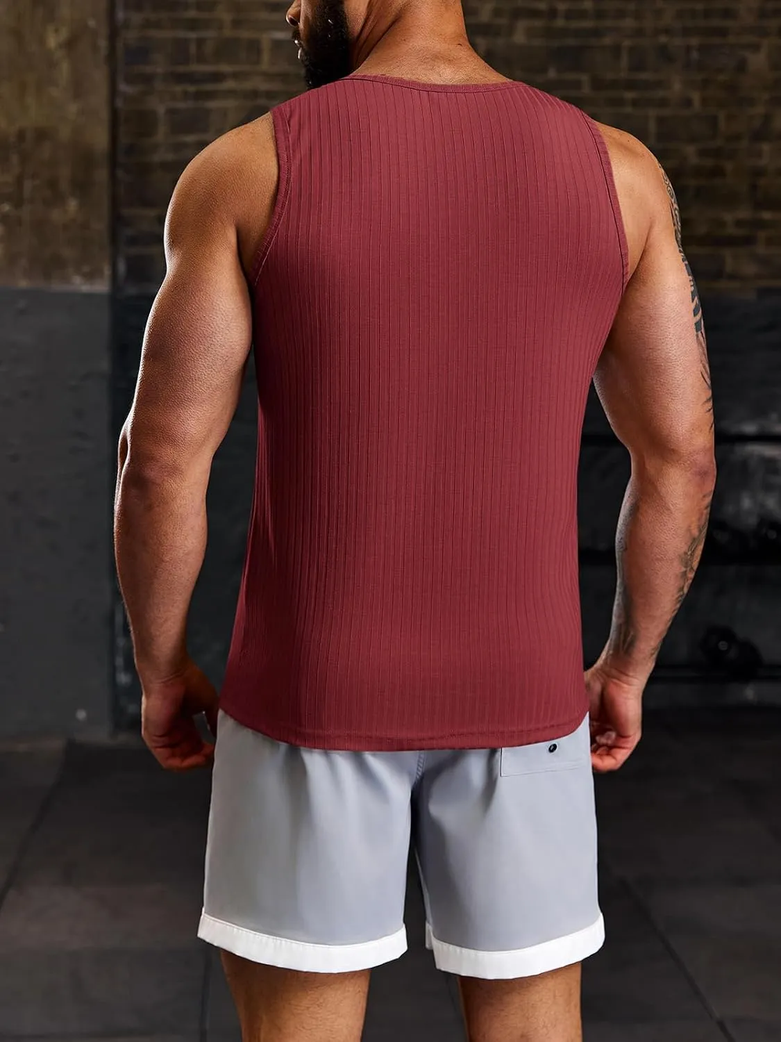Runcati Men's Ribbed Tank Tops 2 Pack Knit Sleeveless Workout T Shirt Muscle Gym Fitness Tee