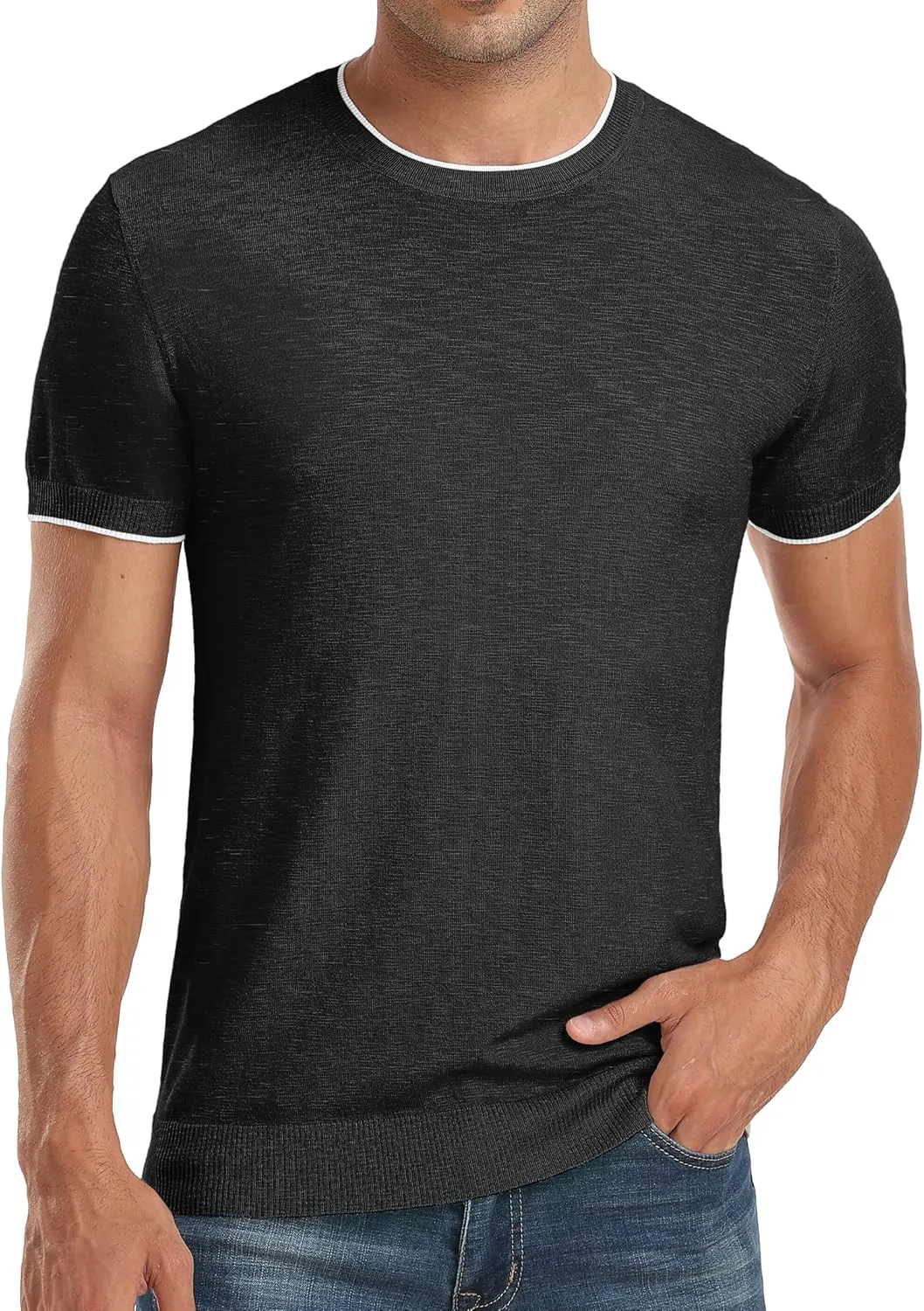 Sailwind Mens Short Sleeve Crew Neck Contrast Trim Knit T-Shirt