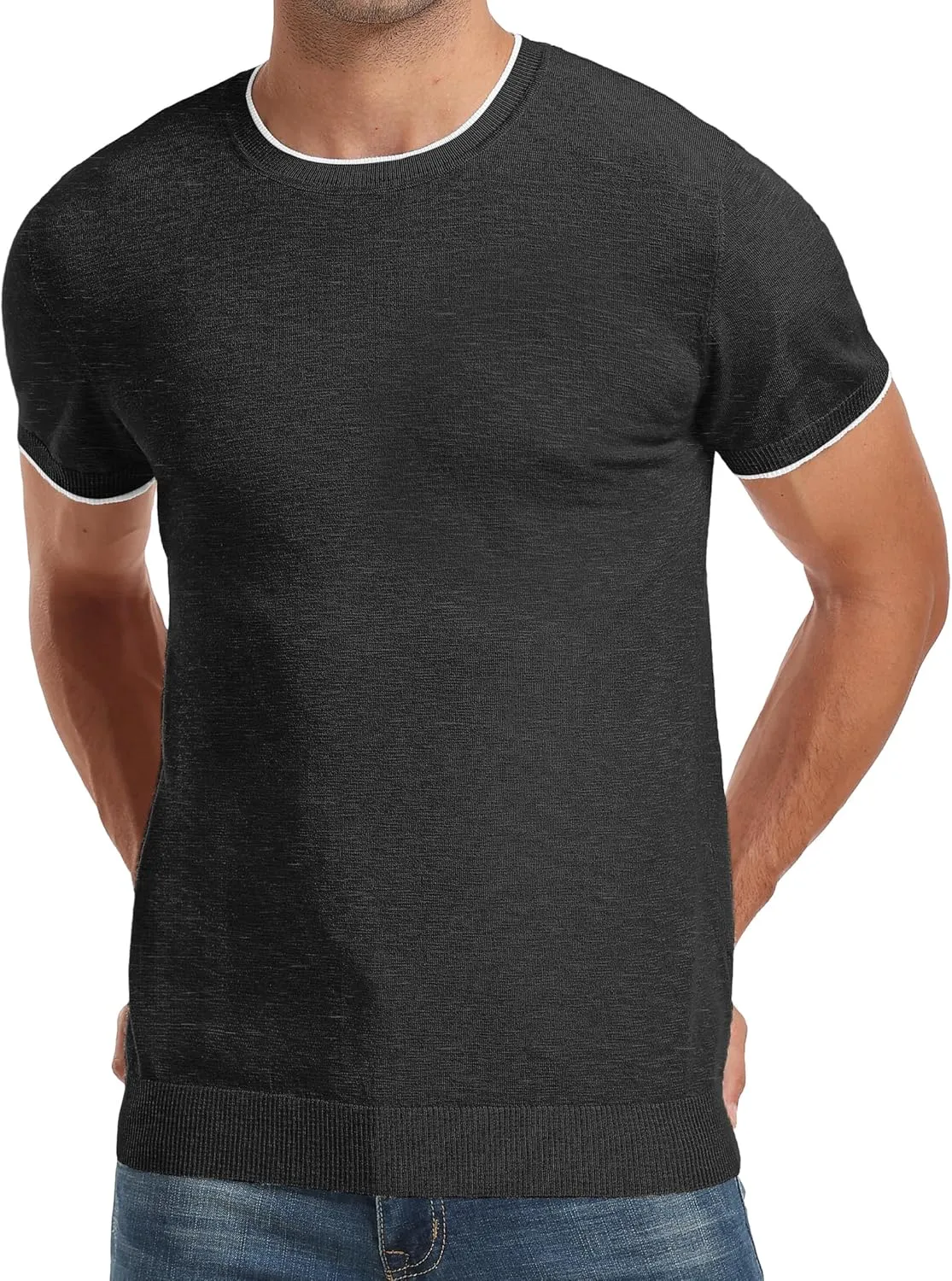 Sailwind Mens Short Sleeve Crew Neck Contrast Trim Knit T-Shirt