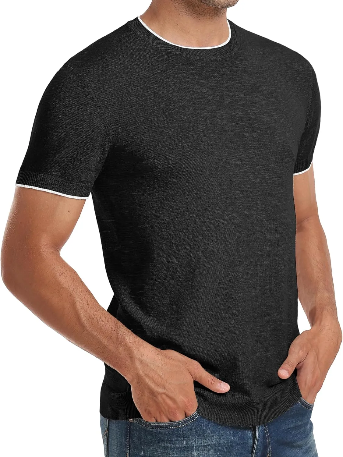Sailwind Mens Short Sleeve Crew Neck Contrast Trim Knit T-Shirt