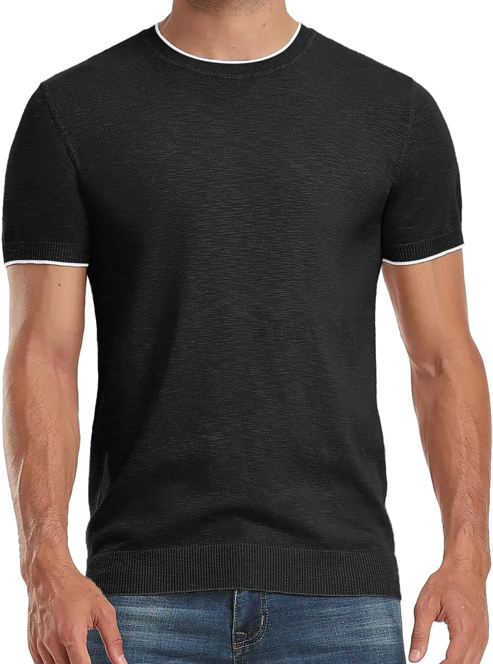 Sailwind Mens Short Sleeve Crew Neck Contrast Trim Knit T-Shirt