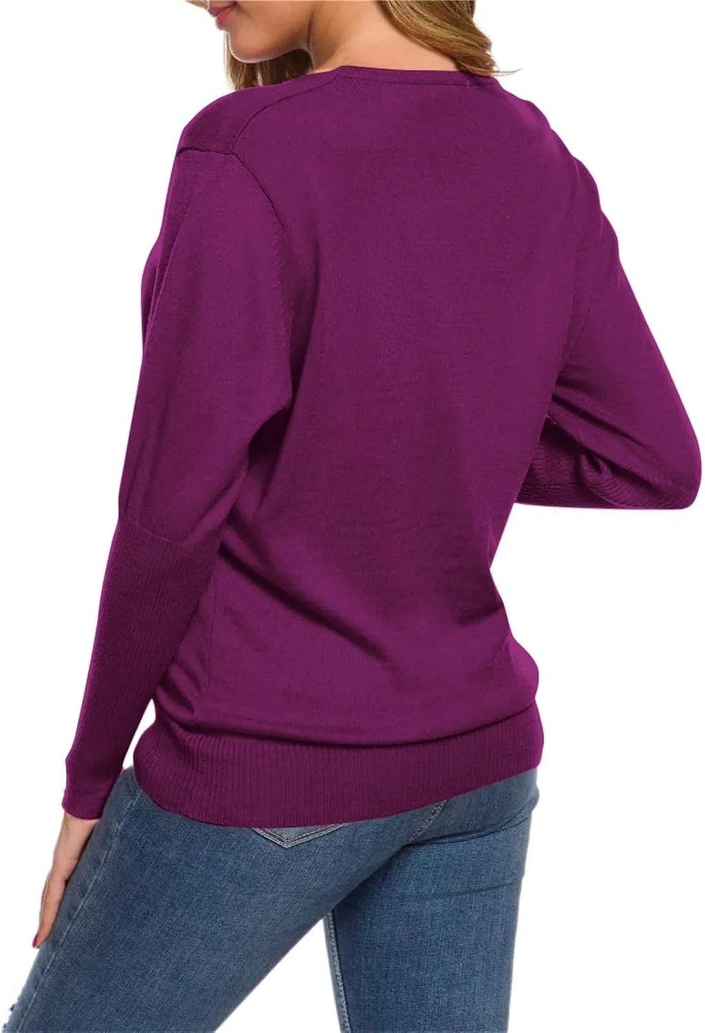 SANGTREE Womens Long Sleeves V Neck Pullover Knitted Sweater