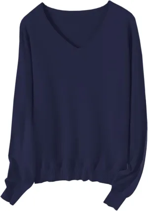 SANGTREE Womens Long Sleeves V Neck Pullover Knitted Sweater