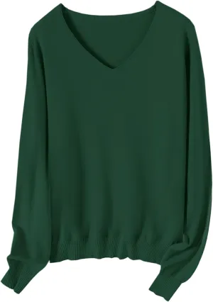 SANGTREE Womens Long Sleeves V Neck Pullover Knitted Sweater