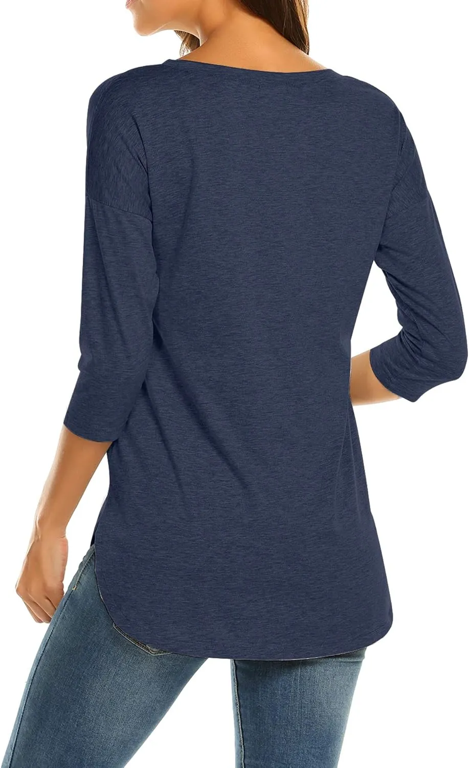 Sherosa Women's Casual 3/4 Sleeve Loose Tunic Tops Scoop Neck T-Shirt
