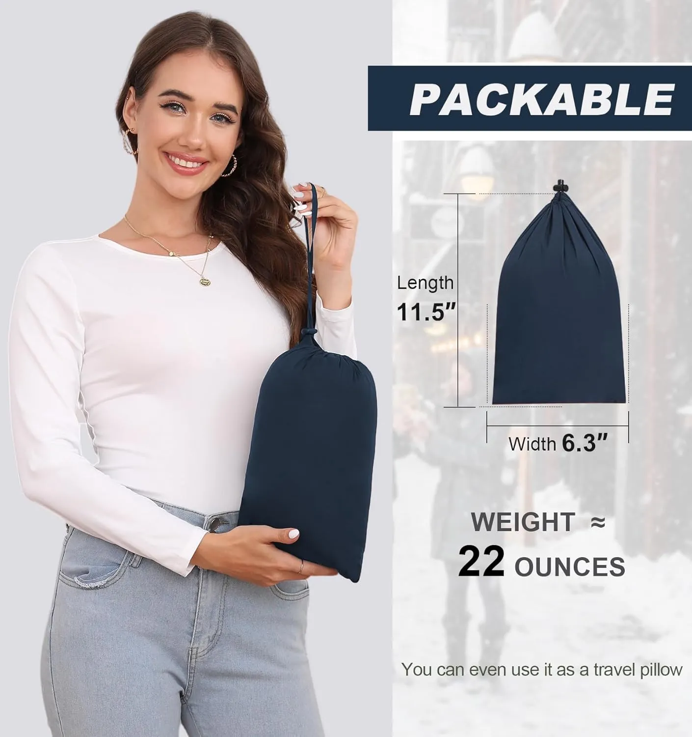 SLOWTOWN Womens Lightweight Puffer Jacket Packable Hooded Puffer Jacket Winter Puffy Coat