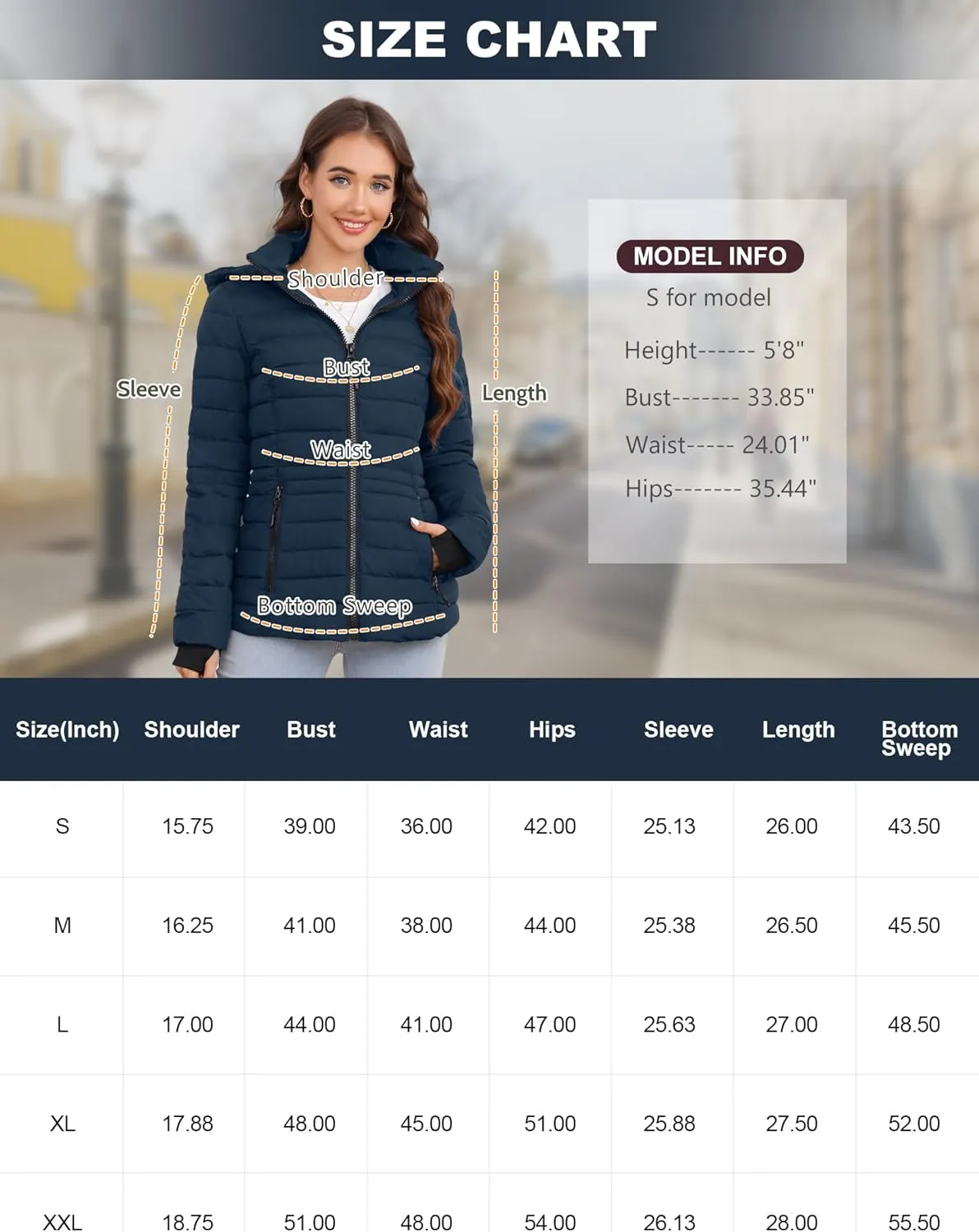 SLOWTOWN Womens Lightweight Puffer Jacket Packable Hooded Puffer Jacket Winter Puffy Coat