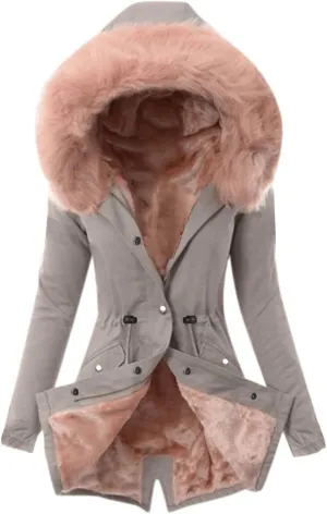 SMIDOW Winter Coats For Women 2023 Parkas Fuzzy Fleece Lined Jackets Cold Weather Thicken Warm Puffer Coat With Faux Fur Hood