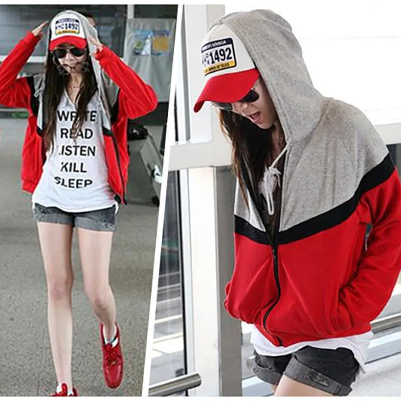 Sport Jacket Long Sleeve Zipper Casual Loose Spring Autumn Women Coat Sweatshirt Hoodies